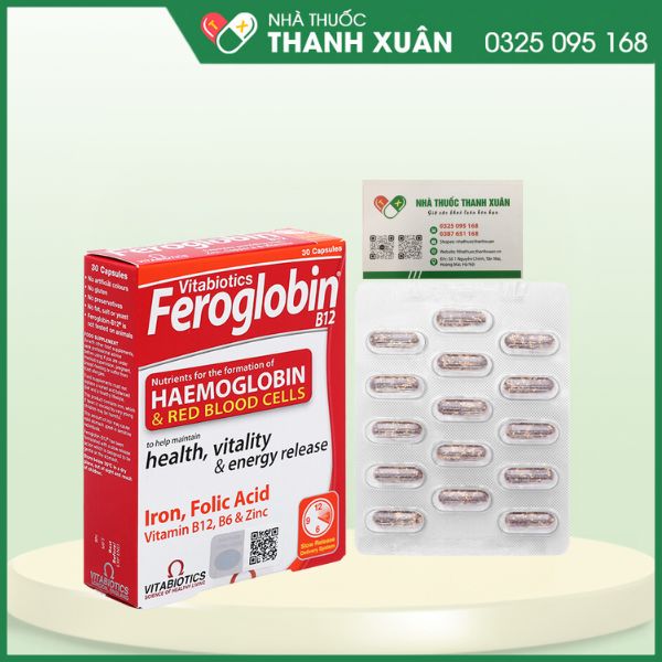 Vitabiotics Feroglobin B12 bổ sắt, acid folic và vitamin.